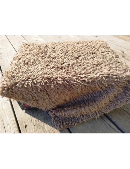 Kožešinový lem na kapuci a kabát – teddy hnědá, šíře 10 cm, vlas 24 mm