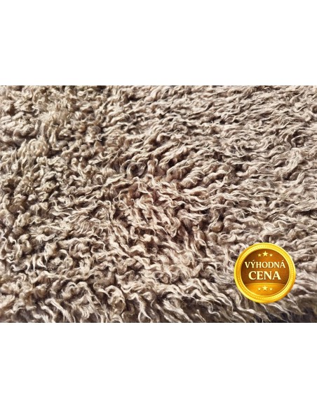 Kožešinový lem na kapuci a kabát – teddy hnědá, šíře 10 cm, vlas 24 mm