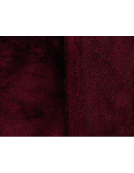 Kožešinový lem na kapuci a kabát – merlot vínově červený plyš, šíře 10 cm, vlas 9 mm