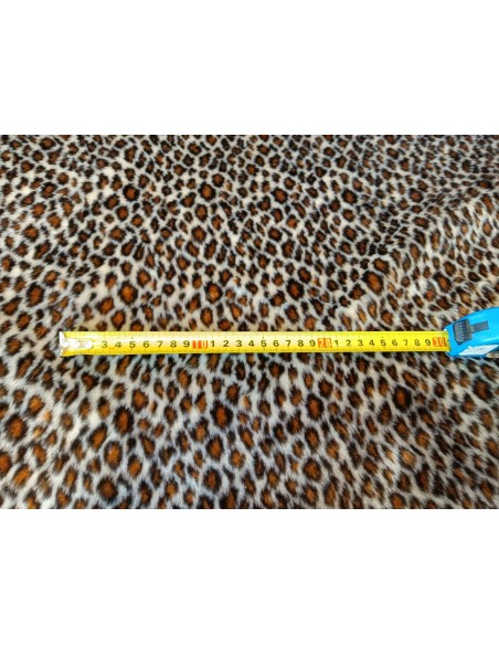 Kožešinový lem na kapuci a kabát – hladký plyš hnědý gepard, šíře 10 cm, vlas 9 mm