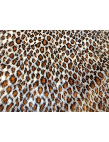 Kožešinový lem na kapuci a kabát – hladký plyš hnědý gepard, šíře 10 cm, vlas 9 mm