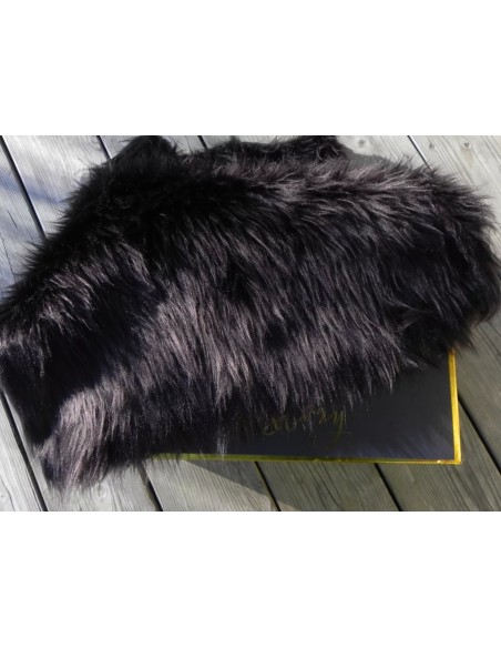 Kožešinový lem na kapuci a kabát – černý, šíře 10 cm, vlas 45 mm