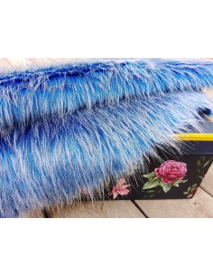 Kožešinový lem na kapuci a kabát – modrý melír, šíře 10... 2