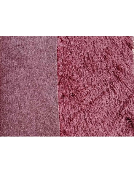 Luxusní umělá kožešina – vínová bordó, vlnitý vlas, 50 mm, šíře 155 cm
