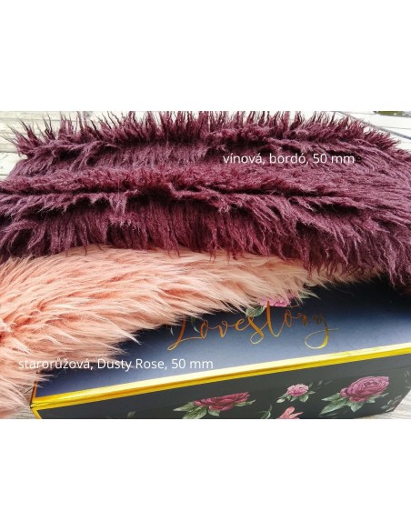 Luxusní umělá kožešina – starorůžová, Dusty Rose, 50 mm, šíře 155 cm