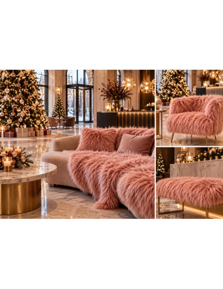Luxusní umělá kožešina – starorůžová, Dusty Rose, 50 mm, šíře 155 cm