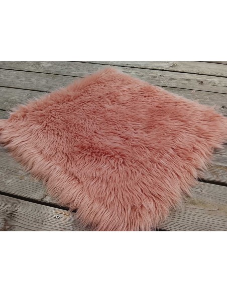 Kožešinový čtverec 48 × 48 cm – starorůžová, Dusty Rose, 50 mm vlas