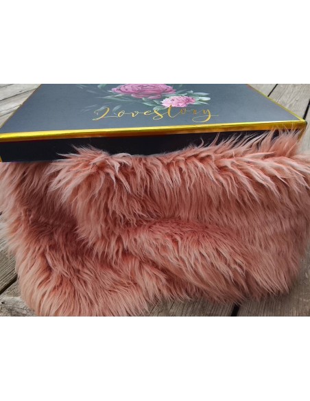 Kožešinový lem na kapuci a kabát – starorůžová, Dusty Rose, 50 mm, šíře 155 cm