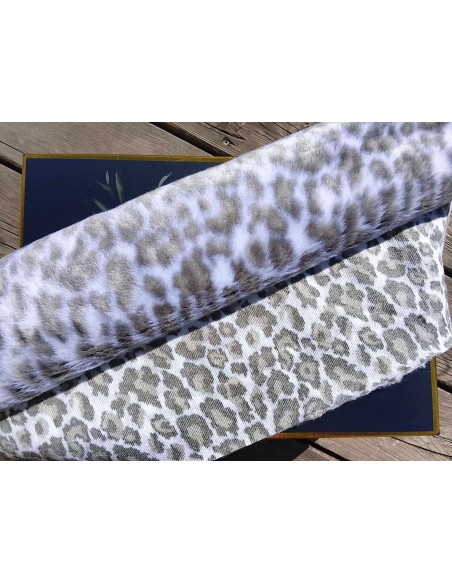 Umělá kožešina – metráž, plyš hladký, šedofialový gepard, vlas 8 mm, šíře 150 cm