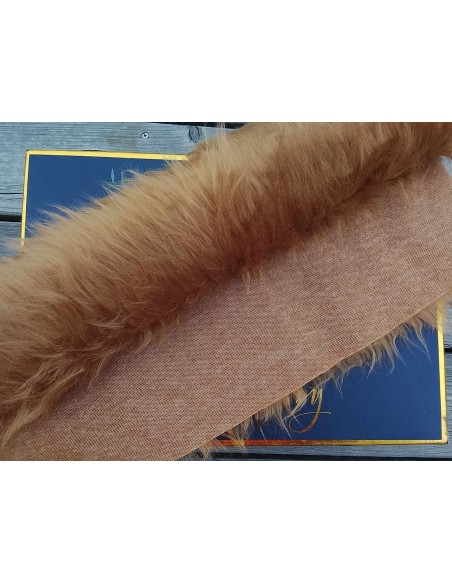 Kožešinový lem na kapuci a kabát – světle hnědý, šíře 10 cm, vlas 45 mm