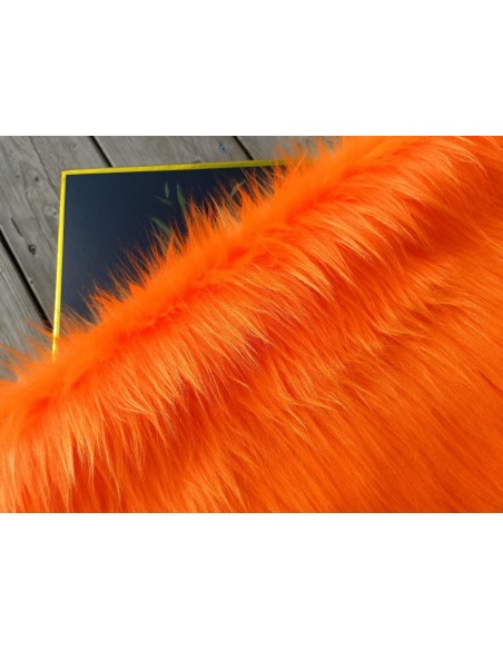 Luxusní umělá kožešina – metráž, oranžová, vlas 45 mm, šíře 149 cm
