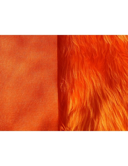 Luxusní umělá kožešina – metráž, oranžová, vlas 45 mm, šíře 149 cm
