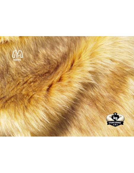 Luxusní umělá kožešina – metráž, zlatohnědá liška Golden Fox, vlas 40 mm, šíře 150 cm