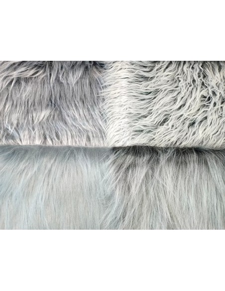 Balíček kožešin šedý mix – 4× cca 24 × 24 cm, různé odstíny a délky vlasu