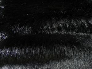 Umělá kožešina, metráž, luxusní oděvní, černá, 50 mm vlas, š. 145 cm