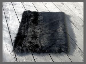 kožešinový čtverec, 48 x 48 cm, luxusní černá, 50 mm vlas